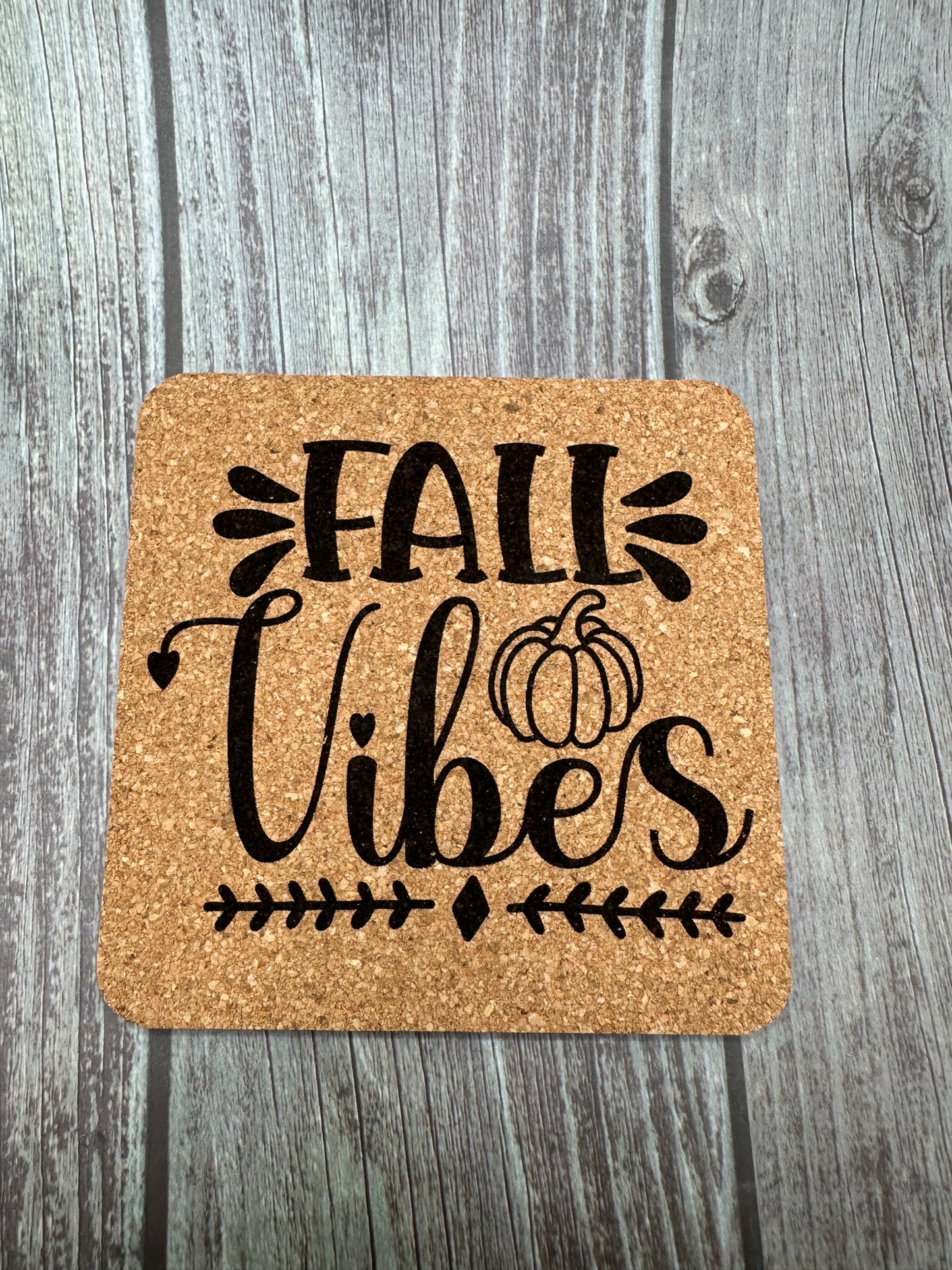 Fall Vibes 4 Pack Cork Coaster Harvest Halloween Pumpkin