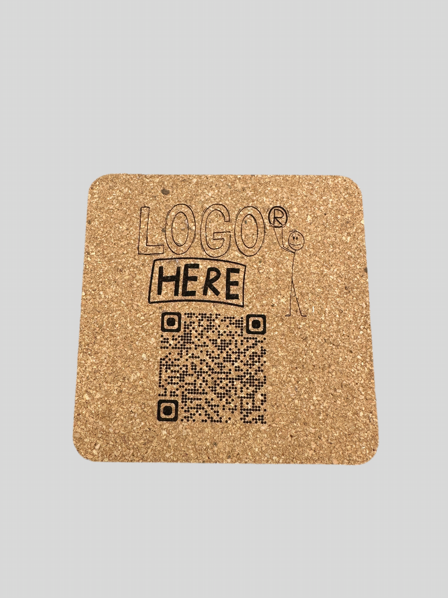 Custom Logo QR Code Artwork On Cork 3mm Coasters 4 pack